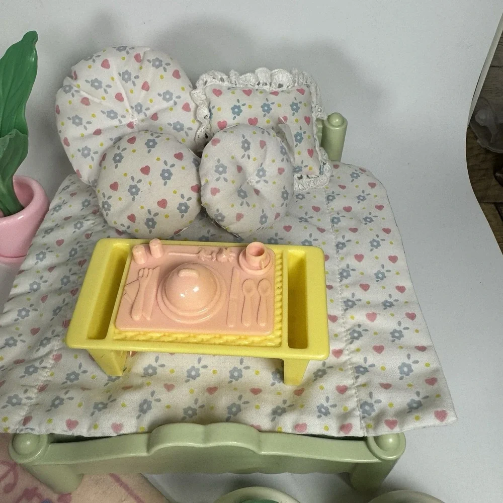 Vintage Playskool Dollhouse 1990s Furniture Lot Living Room Bed Table Mailbox